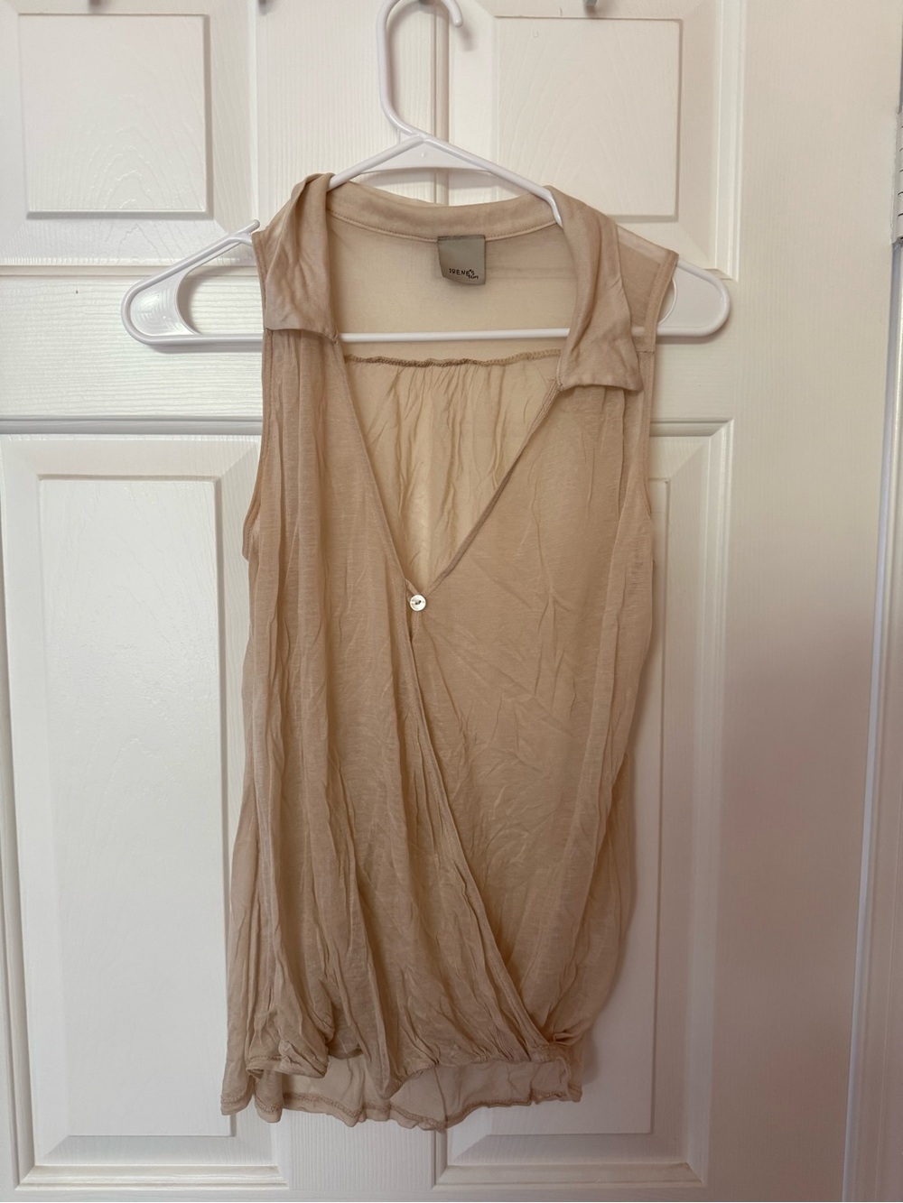 Sleeveless Beige Wrap-Style Blouse by INC International Concepts